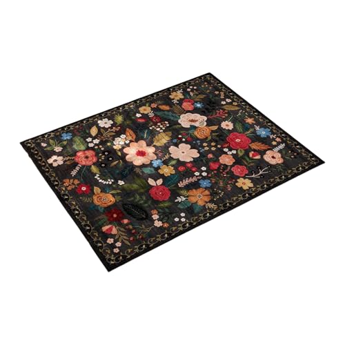 Tmboryuu Blumenbereich Teppich Waschbarer Nicht Überrutscher Boden Teppich Für Wohnzimmer Low Stapel Design Luxuriöser Feeling Teppiche Leicht Zu Reinigen von Tmboryuu