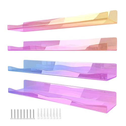 Tmboryuu Packung Von 4 Farbenfrohen Acryl Schwimmenden Regalen Praktische Acrylbuch Display Regale Robuste Schwimmende Wandlagerstange von Tmboryuu