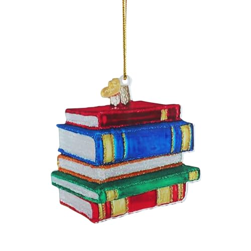 Buchliebhaber Spaß beim Lesen eines Weihnachtsbuchs aus Acryl gestapelte Bücher, Lampenanhänger, Kunsthandwerk, Acryl Kinderzimmer Schaukel (Red, One Size) von Tmianya