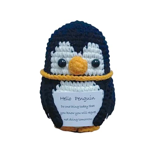 Handgefertigter, Wolle gehäkelter Puppen-Pinguin mit lustigem Ausdruck, gehäkelter Schnallenanhänger Bastelbedarf Kinder (Black, One Size) von Tmianya
