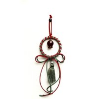 "Glückspilz "Gouri" Glas Granatapfel Mit Metallic Ring Und Dunkelrote Grüne Wildlederbänder Seiden Quaste." "Glückspilz "Gouri" Glas Granatapfel Mit Metallic Ring Und Dunkelrote Grüne Wildlederbänder Seiden Quaste." von Tmlccreations