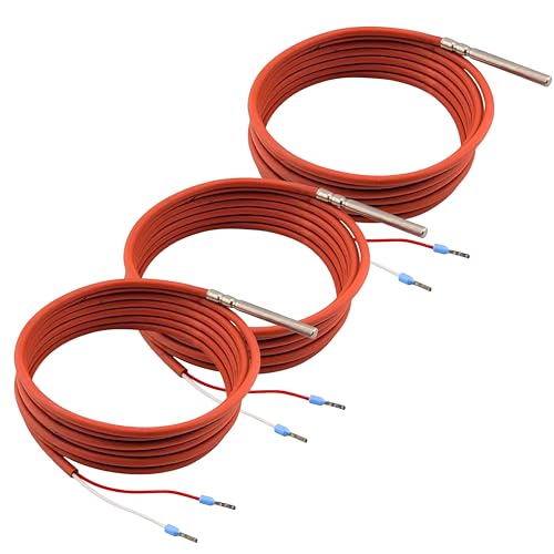 Tmonit - 3 Stück PT1000 Temperaturfühler | 2 Meter Silikon-Leitung | bis +200°C | Made in Germany | Temperatursensor Fühler Kabelfühler Solarfühler Tmonit - 3 Stück PT1000 Temperaturfühler | 2 Meter Silikon-Leitung | bis +200°C | Made in Germany | Temperatursensor Fühler Kabelfühler Solarfühler von Tmonit