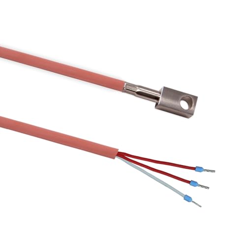 Tmonit - PT100 Oberflächenfühler 3-Leiter Anschluss | Made in Germany | 4-Kant Edelstahl Block mit 2m Silikon-Leitung bis 200°C | 4-Kant Edelstahl Block Fühler Anlegefühler, Sensor von Tmonit