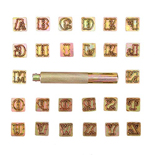 13mm Metallstempel Stanzer, Lederwaren Lederwerkzeuge Set Vintage Design Alphabet 26 Buchstaben Stanzwerkzeug Handwerk, Lederwerkzeuge von Tnfeeon