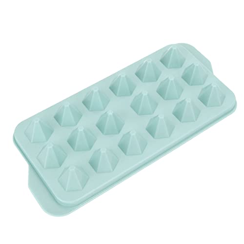 Demould Einfache Eiswürfelform, Kristallwürfel, PP in Lebensmittelqualität, süßes Design, Tablett mit staubdichter Abdeckung, für die Küche (Diamant-Modell 18, blaues Muster) von Tnfeeon