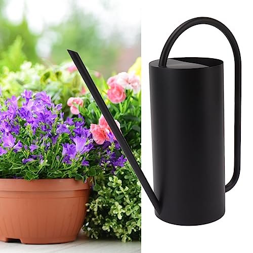 Edelstahl-Gießkanne für Pflanzen, Großes Fassungsvermögen, 1500 Ml, Langer Auslauf, Gartenzubehör für den Innen- und Außenbereich (Schwarz) von Tnfeeon