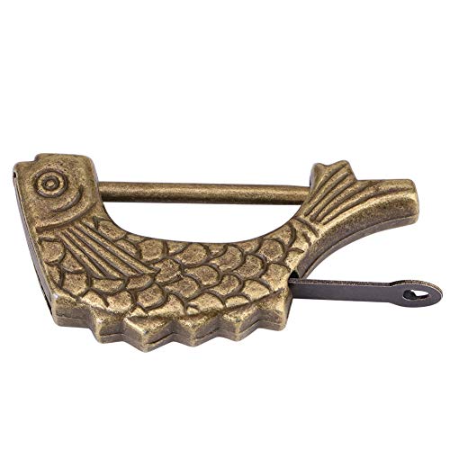 Fish Antikbraun Schubladen und Schmuckkästchen, chinesisches Vorhängeschloss Vintage von Tnfeeon