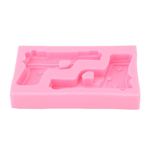 Fondant Silikonform Pistolenformen Pistolenförmige Backformen für die Herstellung von Kuchen Pralinen Basteln 3D-Waffenform Silikonwaffenform Schokoladenkuchen Dekorationsform,(Rosa) von Tnfeeon