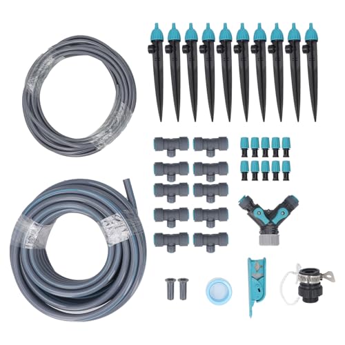 Kit von Tropfbewässerungssystem, 10 M Gewächshaus -Mikro -Tropfbewässerungskit mit Schlauchschlauchverstellbares Gartenwässerungssystem für Gartenbettharten Rasen von Tnfeeon