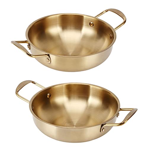 Koreanischer Ramen-Nudeltopf, Gold, Koreanischer Ramen-Topf, Nudeltopf aus Edelstahl, Tragbarer Küchen-Kochtopf für den Haushalt (Innendurchmesser 18 cm) von Tnfeeon