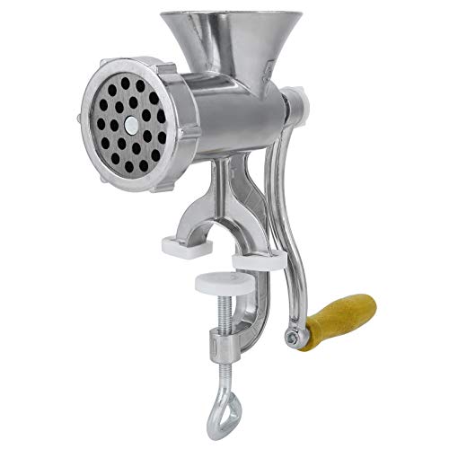 Manueller Fleischwolf, Robuster Aluminiumlegierung Handfleischwolf mit Tischklemme aus Stahl, Fleischwolf, Wurstbereiter mit Wurstrohr für Rinderpfeffer, Pilze von Tnfeeon