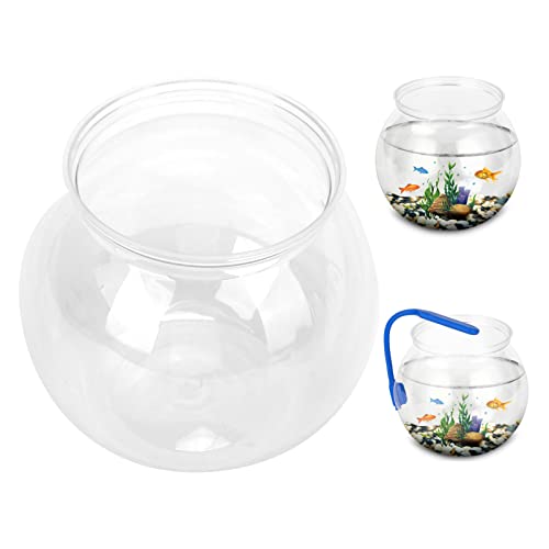 Mini-Aquarium, Klassischer Trommelstil-Fischnapf, Transparenter Kunststoff, Runde Schale, Aquarium, 360 ° -Ansicht des Aquarium-Mittelstücks oder Terrariums(Mini) von Tnfeeon