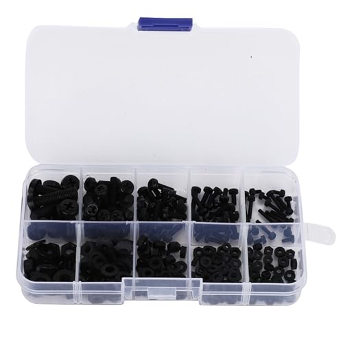 Set mit Nylon-Muttern, Sortiment mit Befestigungselementen, Qualität, 270 Stück, lange Lebensdauer, M2 / M2,5 / M3 / M4 / M5, für DIY-Projekte, Schwarz (#2) von Tnfeeon