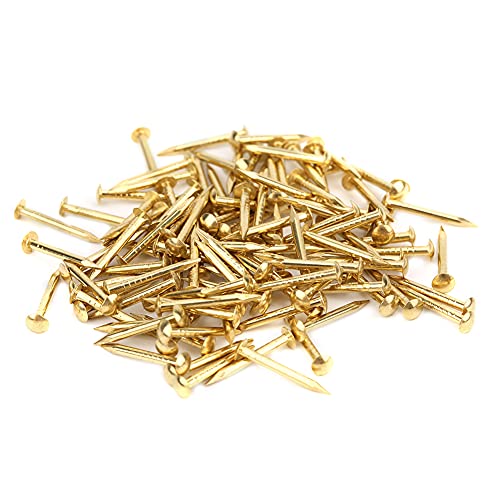 Tnfeeon 100 Stück Messing Runde Kopf Nägel Vintage DIY Craft Befestigungs Elemente 0,4 0,6 0,7 Zoll Dekorative Hardware für Bastel Box Bild Hängend (15mm lang) von Tnfeeon