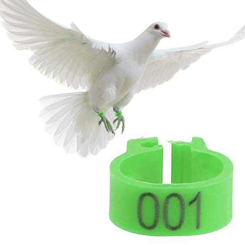 Tnfeeon 100PCS/Beutel 8MM Kunststoff-Taubenbänder Ringe, 001-100 nummerierte Kunststoff-Tauben-Vogelbeinbänder Ringe mit Nummer(Greeb) von Tnfeeon