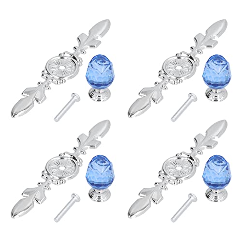 Tnfeeon 4 Pack -Kristallschrankgriffe mit Rückplatte Moderne Zinklegungsschublade für Schlafzimmer Küchenschränke Kleiderschrank Möbelhardware 4,7 Zoll (BLUE) von Tnfeeon