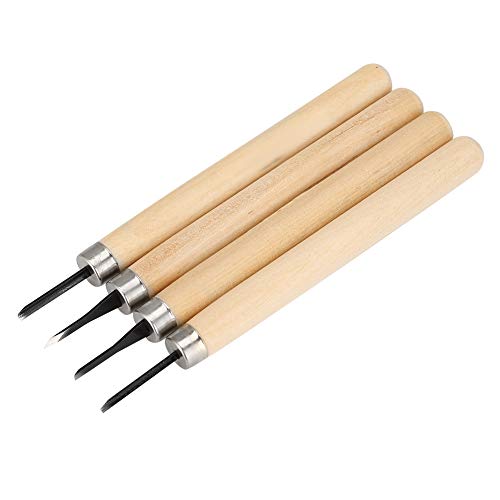 Tnfeeon 4pcs Holzschnitzwerkzeuge mit Holzgriffen Gravurmesser für Holzbearbeitungsstempel -Briefmarkenhandwerksprojekte Professionelle Detail Messer Whittling Widdle Kit (Nummer 1) von Tnfeeon