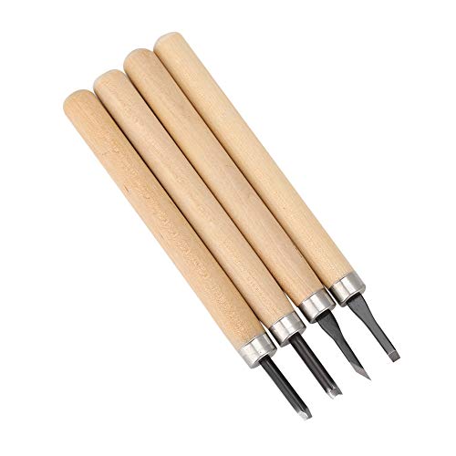 Tnfeeon 4pcs Holzschnitzwerkzeuge mit Holzgriffen Gravurmesser für Holzbearbeitungsstempel -Briefmarkenhandwerksprojekte Professionelle Detail Messer Whittling Widdle Kit (Nummer 2) von Tnfeeon
