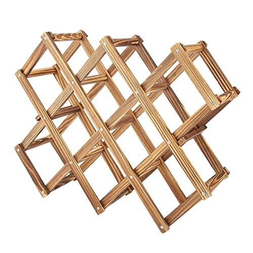 Tnfeeon Akkordeon-Design Holzwein Ausstellungsregal für 10 Flaschenhalter für elegante, unterhaltsame Holzorganisation von Tnfeeon