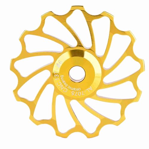 Tnfeeon Aluminium Alliage Ceramic Bike Guide Langable Roller Roller für Mountainbikes 2 Gold 2 -Stück 13T, 5 cm an Verschiedene Zahnradwechsel Angepasst (13T) von Tnfeeon