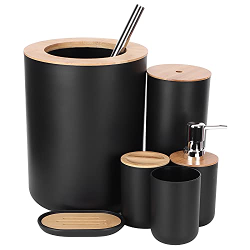 Tnfeeon Badezimmerzubehör Set Neuartiges Design Elegantes für Zuhause, Badezimmer, Büro - Bambusholz Tnfeeon Badezimmerzubehör Set Neuartiges Design Elegantes für Zuhause, Badezimmer, Büro - Bambusholz von Tnfeeon