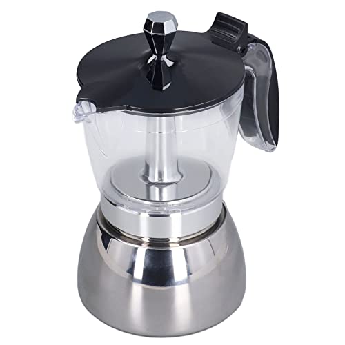 Tnfeeon Clear Abs Oberen Kaffeemaschine 6 Tasse Moka -Topf Edelstahlkaffeekanne für Gründliche Hitzeverteilung, Perfektes für Kaffee -Enthusiasten von Tnfeeon