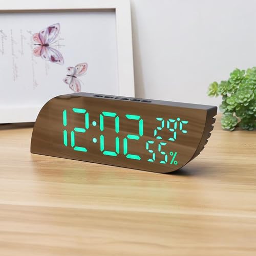 Tnfeeon Digitaler Wecker, LED- und Spiegel-Schreibtischuhr, Großes Display mit USB-Ladegerät, Automatischer Dimmermodus, 12 Std. 24 Std., Moderne Elektronische Uhr für Schlafzimmer, von Tnfeeon