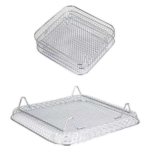 Tnfeeon Drei Schichten Stapelbare Dehydrator -Rack Air Fryer Rack für Foodi 8L 304 Edelstahl Leicht zu Reinigen zu Reinigen Kochzubehör (Quadratisch 20 cm * 20 cm * 9 cm) von Tnfeeon