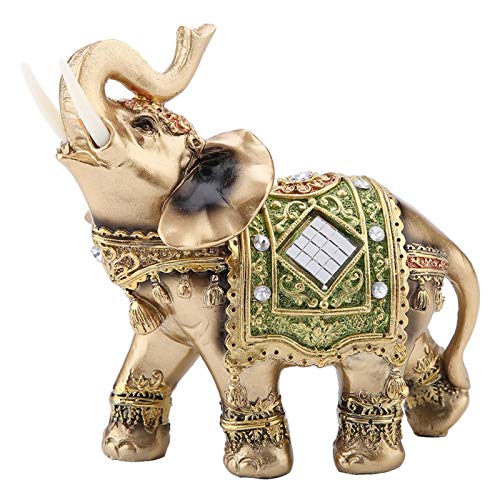 Tnfeeon Elefantenstatue Golden Polyresin Elefantenskulptur Reichtum Glückliche Sammlerfigur Geschenk Home Decoration(L) von Tnfeeon
