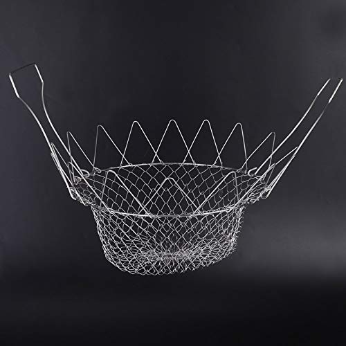 Tnfeeon Faltbare Edelstahl -Edelstahl -Filetkorb für Kartoffel Pommes Pommes Frites, Fester und Langlebiger Kochkolander für Gebratene Lebensmittel, Griff Design Zum Sicheren Kochen, für die von Tnfeeon