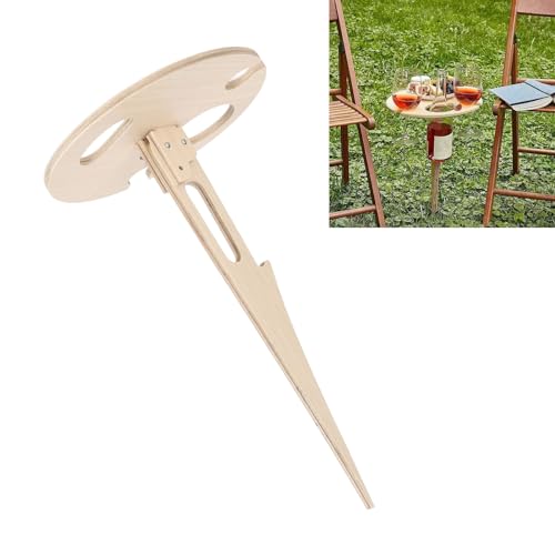Tnfeeon Faltbarer Weintischstecker mit Glashalter, Tragbares Weinregal aus Holz für Camping-Picknick Im Freien von Tnfeeon