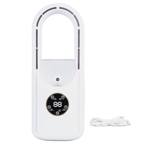 Tnfeeon Flügelloser Ventilator mit 6 Geschwindigkeitsstufen, Tragbarer Ventilator, Handgehaltener Nebelventilator, Mini-Wasser-USB-Tischventilator, Persönliche Arbeitszeit für Büro, von Tnfeeon