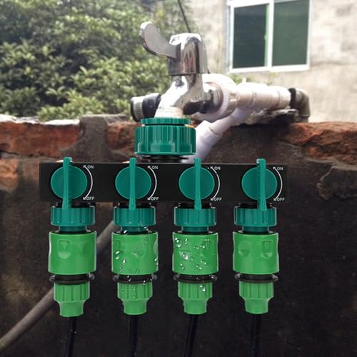 Tnfeeon Gartenschlauch Wasserhahn Splitter mit 4 -Wege -Schnellanschluss für Bequeme Bewässerung, Wasserhahnsplitter, Gartenbewässerungszubehör für Gartengebrauch, Plastik, 120 X 170 Mm von Tnfeeon
