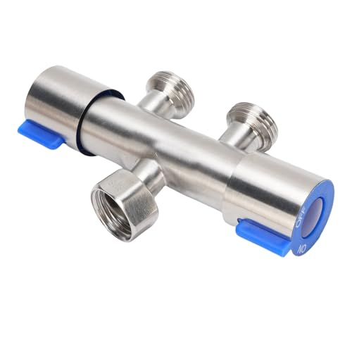 Tnfeeon Gartenschlauchsplitter, 304 Edelstahl Heavy Duty 1 Inlet 2 Outlet G1/2 Weiblicher Außenhahnschlauchanschluss für die Küche zu Hause von Tnfeeon