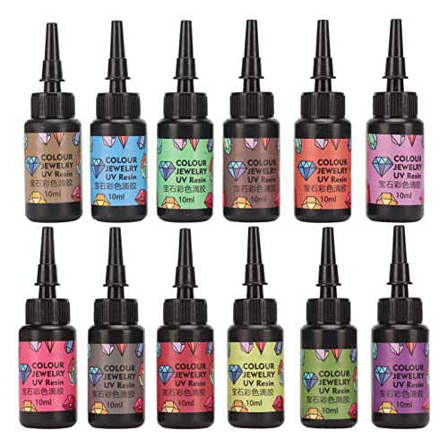 Tnfeeon Harz, 12 Farben Harz Klar, Geruchsloser Schnellhärtung Lebendiger Farbe Niedrig Schrumpfharz Kit für Bastelschmuck, die Dekoration 10 Ml Jeweils, 12pcs Tnfeeon Harz, 12 Farben Harz Klar, Geruchsloser Schnellhärtung Lebendiger Farbe Niedrig Schrumpfharz Kit für Bastelschmuck, die Dekoration 10 Ml Jeweils, 12pcs von Tnfeeon