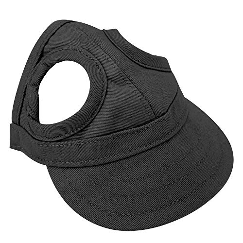 Haustier Baseballmütze, Hund Katze Outdoor Sunbonnet mit Ohrlöchern verstellbaren Streifen Sommer Haustier Eltern-Kind Hut(S-Schwarz) von Tnfeeon