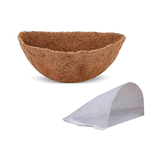 Tnfeeon Kokosnuss Korb Liner 2 Stück Rund Hänge Korb Kokosnuss Faser Pad mit Vliesstoff für Blumen Gemüse Pflanzen 15,7 in (1) von Tnfeeon