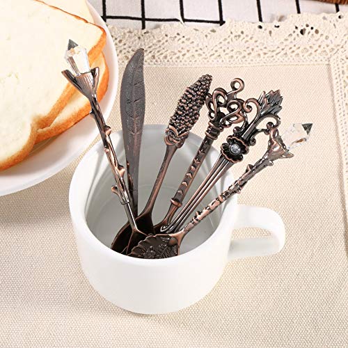 Tnfeeon Metal -Kaffee -Löffel und Gabel Set, Vintage Tischdekorations Kit für Persönlichkeitsausdruck, Ideal für Geburtstag, Hochzeitsgeschenke (Rötliche Bronzefarbe) von Tnfeeon