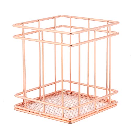 Tnfeeon Metallspeicherkorb Organizer, Roségold -Desktop -Halter mit Modernem Design für Büro -Wohnkultur, 9,6 X 6,5 X 2,6 Zoll (B) von Tnfeeon