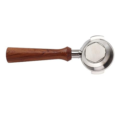 Tnfeeon Präzise 58 Mm Edelstahlkaffee -Portafilter mit Holzgriff Zur Verbesserung der Extraktion für Expsobe Gemilai ASCSO Semrmo Rancilio Lacimbali Ga Ottima Casadio, Abnehmbar und Leicht zu (F von Tnfeeon
