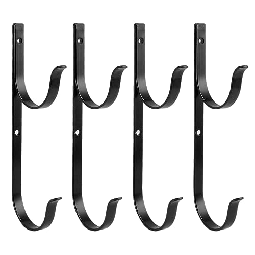 Tnfeeon Premium -Aluminium -Pool Zaunhaken Verschleiß Proof Pool Stangenbügel für Stangen Pinsel Vakuumschläuche Gartenwerkzeuge Multifunktional und Einfach zu Installieren Packung mit 4 Haken (BLACK) von Tnfeeon