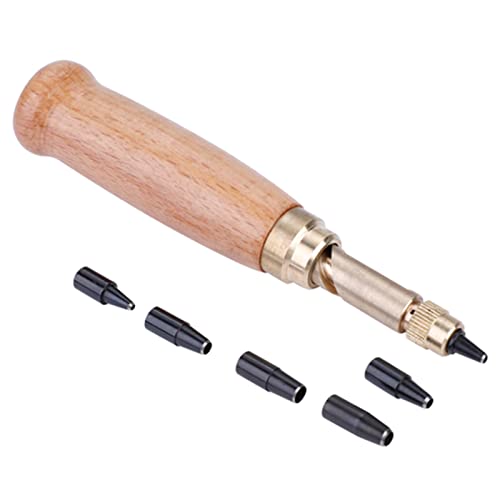 Tnfeeon Punch -Werkzeug, 6 -Loch -Loch -Loch -Loch -Set mit Holzgriff und Metallköpfen für Wachriemengürtel und Lederfahrzeuge, 5,1 Zoll Hand Puncher mit 0,06 Bis 0,16 Zoll Größen Tnfeeon Punch -Werkzeug, 6 -Loch -Loch -Loch -Loch -Set mit Holzgriff und Metallköpfen für Wachriemengürtel und Lederfahrzeuge, 5,1 Zoll Hand Puncher mit 0,06 Bis 0,16 Zoll Größen von Tnfeeon