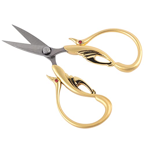 Tnfeeon Scheren in Schwan Form Retro-Edelstahl-Handwerks Schere für Stickerei Nähen Kreuz Stich DIY-Schneide Werkzeuge für den Haushalt (goldene Blume) von Tnfeeon