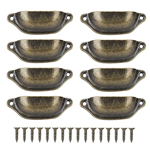 Tnfeeon Schubladengriff Muschelgriff Antiker Ziehmuschelgriff Halbrunder Chinesischer Stil Möbelschublade Antiker Griff Medizinschrank Halbrunder Retro-chinesischer Stil Eisengriff(Grüne Bronze) von Tnfeeon