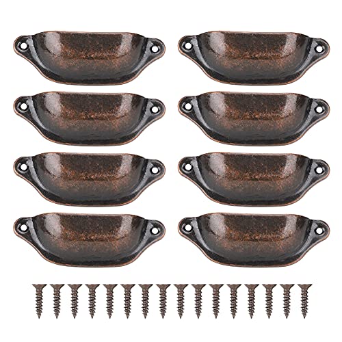 Tnfeeon Schubladengriff Muschelgriff Antiker Ziehmuschelgriff Halbrunder Chinesischer Stil Möbelschublade Antiker Griff Medizinschrank Halbrunder Retro-chinesischer Stil Eisengriff(Rotbronze) von Tnfeeon