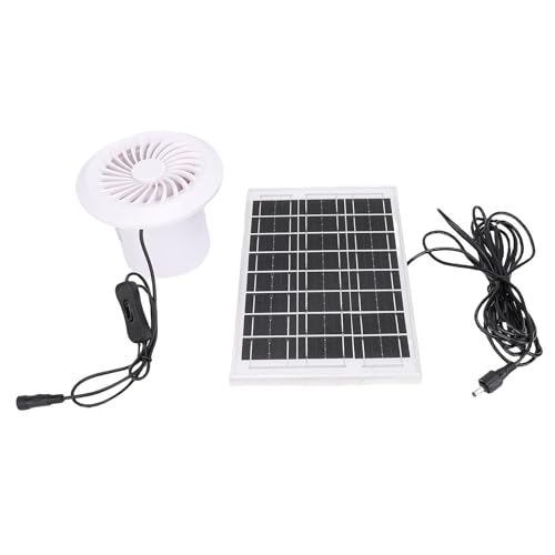 Tnfeeon Solar Angetriebener Auspufflüfter Solar Panel Vent Kit Runde Lüftung mit IP67 für Hühnermaterial Greenhouse Shed Pet House Fenster 6W Outdoor Gewächshaus von Tnfeeon