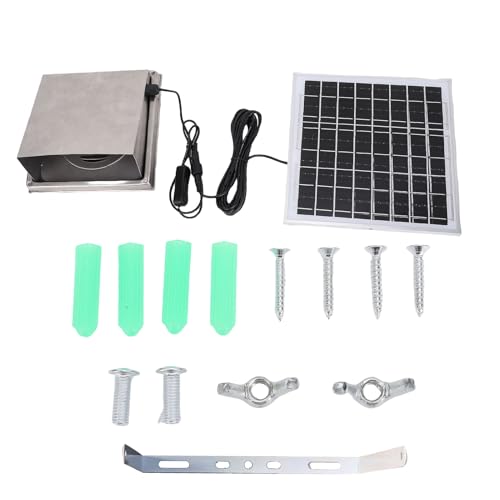 Tnfeeon Solarventilator, 8-W-Panel-Kit, Angetriebener Abluftventilator mit IP67-Hochgeschwindigkeitsmotor mit U/min für Hühnerställe, Gewächshäuser, Schuppen, Tierhäuser, Dachböden, von Tnfeeon