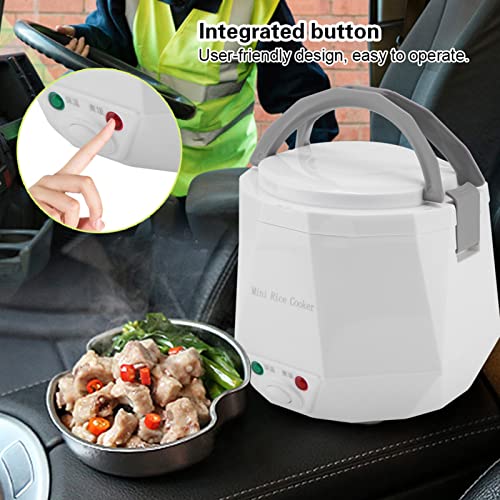 Tnfeeon Tragbarer Elektrischer Reiskocher Lebensmitteldampfer für LKW, Multifunktionales Safe 24 -V -Küchengeräte für Weiße Kragenstudenten (WHITE) von Tnfeeon
