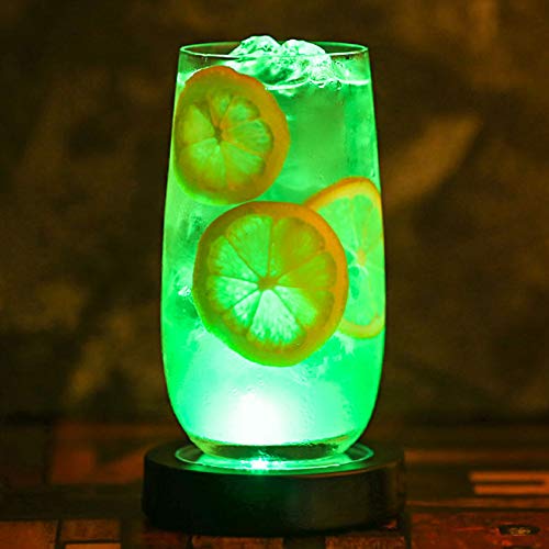Tnfeeon Wechselnde LED Light Cup Wine Bottle Coaster, Langlebiger Halter mit Exquisiter Verarbeitung für Veranstaltungen und Party - Weißes Licht - für die Hochzeit (Schwarzer Schale farbenfrohes von Tnfeeon