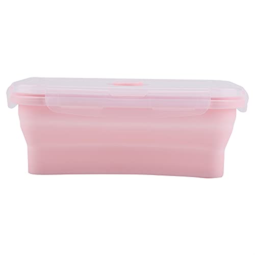 Tragbare Silikon-Brotdose in 4 Größen, Bento-Box, Zusammenklappbar, Mikrowellengeeignet, Lunchbox, Lebensmittelbehälter für Schule, Büro(1200ml-rosa) von Tnfeeon